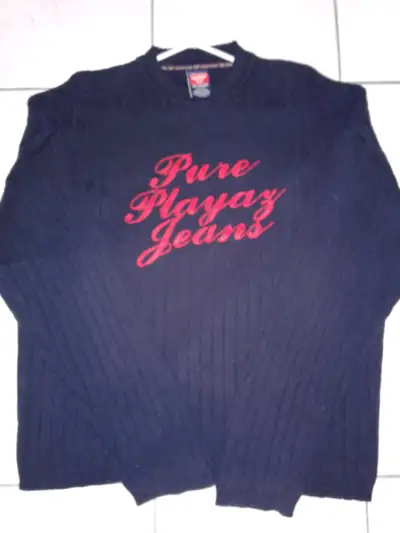 Men's XL sweater "Pure Playaz Jeans" logo:  $5 , View more