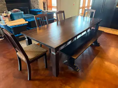 Solid Wood Dinner Table, Bench and Chairs, View more