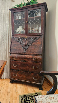 Antique Secretary Display Cabinet