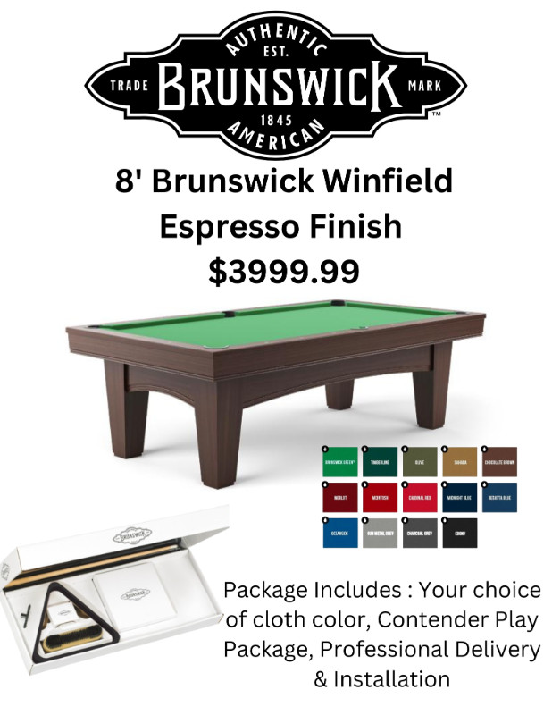 Brunswick Pool Tables for Sale! in Other in Mississauga / Peel Region