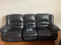Genuine black leather recliner couch 