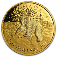 2013 $350 PURE GOLD COIN "ICONIC POLAR BEAR"  24 KARAT PURE GOLD