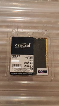 24GB Kit (2x12GB) SODIMM DDR5  - 5600MT/s  - Crucial Laptop RAM