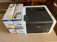 Brothers color laser printer with toners
