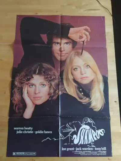 1975. Warren Beatty. Folded. 37x 24 1/2 inches. Has pinholes and wear. Fair condition.