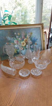 Gorgeous vintage crystal vases ,decanters ,water jugs ,bowls and