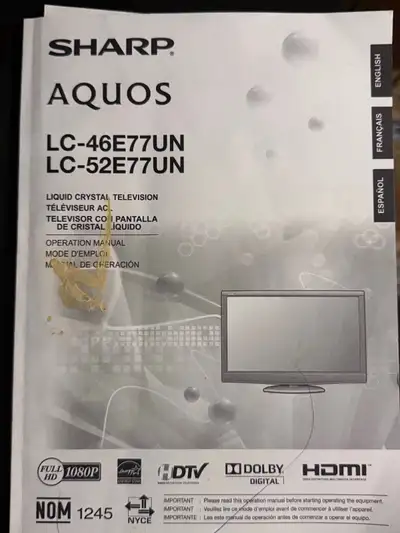 tv Sharp Aquos 52 po., View more