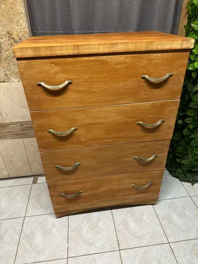 Vintage 4-Drawers Real Natural Wood Dresser – Made in Canada, View more