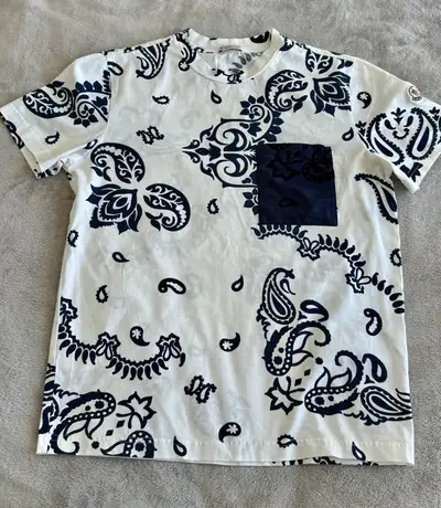 Moncler White & Navy Bandana Print T-Shirt Men.  , View more