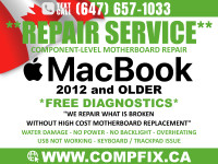 Repair Service MacBook Pro Late 2012 & Older - $125 - $250