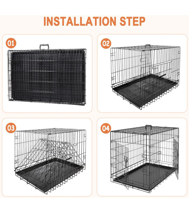 Folding Metal Dog Crate; Double Door 42 - USED! in Other in Mississauga / Peel Region - Image 2