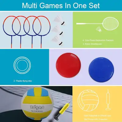Zdgao Title: Badminton & Volleyball Combo Set - Net Badminton & volleyball combo set for backyards o...