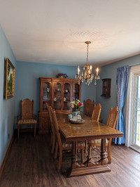 Dining room table, 8 chairs, like new and lovingly maintained