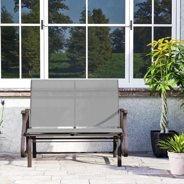 Garden Double Gliding Chair, Patio Glider Armchair， Outdoor, B in Patio & Garden Furniture in Markham / York Region - Image 9