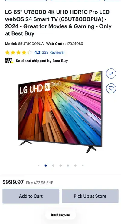 Flash Sale: Brand New LG 65" UT8000 4K Smart TV – Unopened, View more