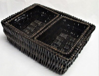 New! Set of 3 Wicker Basket Storage Container Bins, Black, Good