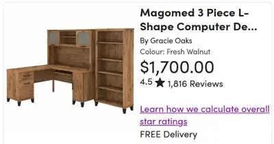 PC desk L-Shape - 2 pieces, View more