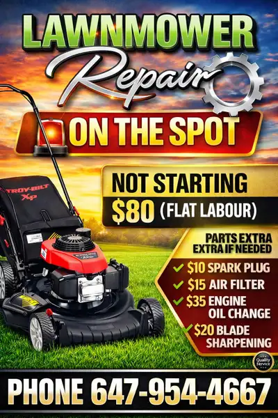lawnmower re Pair on the spot ( mobile )(house calls ), View more