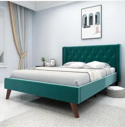 Queen Velvet platform Bed frame, View more