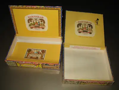 Vintage Cigar Tobacco Wood Box (2) Havana Partagas. Good condition and as seen. Size: 8."x7"x1.5" ot...