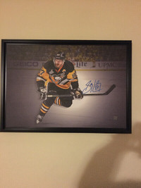Sidney Crosby Game Used Hockey Stick Blade Framed COA Frameworth