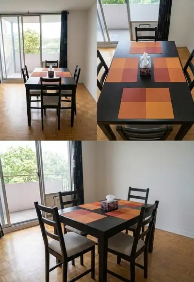 Black Wooden Dining Table Set with 4 Cushioned Chairs, View more