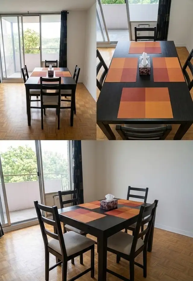 Black Wooden Dining Table Set with 4 Cushioned Chairs in Dining Tables & Sets in Oakville / Halton Region - Image 2