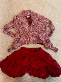Girls size 8 skirt and cardigan sweater size 8