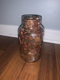 Mason Jar of Canadian Pennies