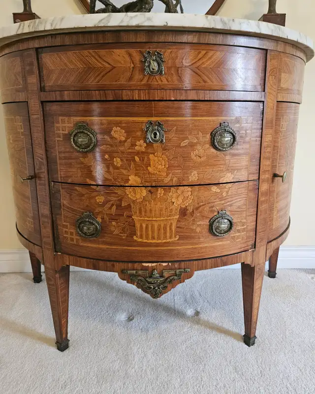 FRENCH LOUIS XVI STYLE HALF-MOON COMMODE, LATE  19TH CENTURY in Home Décor & Accents in City of Toronto - Image 9