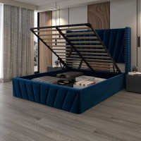 $579 QUEEN and KING Velvet Luxury tufted lift storage bed frame