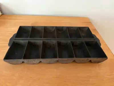 This iRare! Antique cast iron French roll bread pan, View more