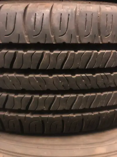Nice pair of 215 70 16 Goodyear all season tires. Tires were used couple seasons and have been measu...