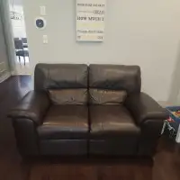 Electric Reclining Leather Couch & Loveseat