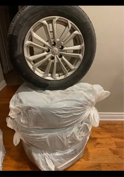 These four alloy rims feature a 5x114.3 bolt pattern and come equipped with P245/60R18 tires, offeri...