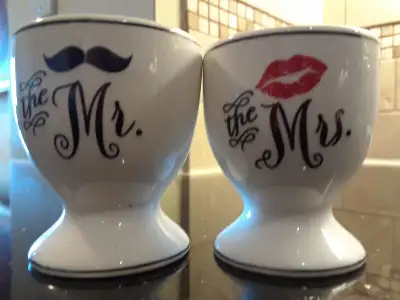 His &Hers Soft Boiled Egg cups (set of 2) Perfect Wedding Gift