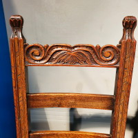 OAK SIDE CHAIR-ANTIQUE-LEATHER SEAT