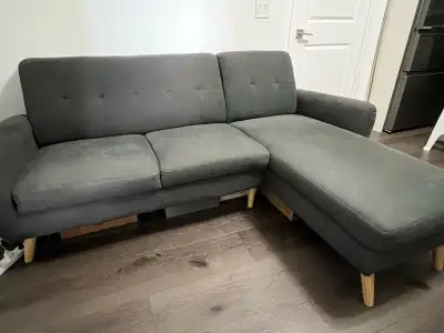 Structube Modern Dark Grey Sectional Sofa with Chaise, View more