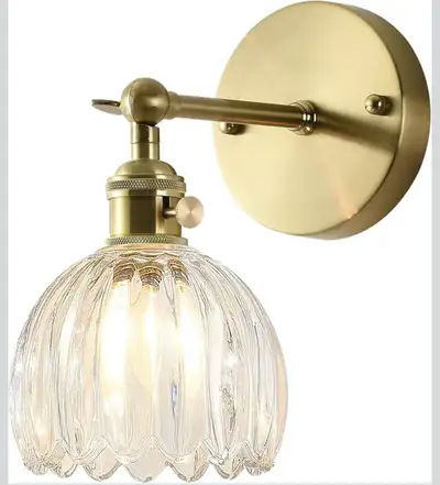 Modern Wall Sconces with Clear Tulip Glass Shade, 180 Degree Adj, View more