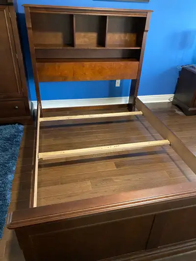 Bed with bookcase headboard , View more