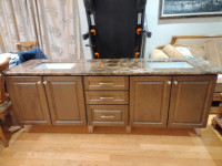 Solid Maple Double-sink Vanity w/ Granite Countertop and Faucets