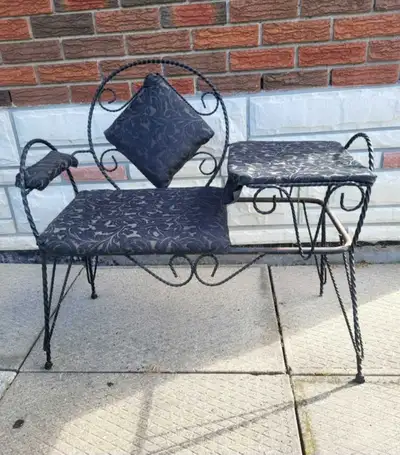 Vintage Mid Century Gossip Bench Telephone Table Chair Vanity Chair, shabby chic chair, retro, mid c...