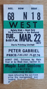 Peter Gabriel Ticket Stub