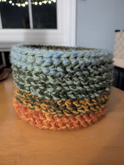 Handmade crocheted basket ~ 9" diameter, View more