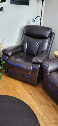 LEATHER RECLINER - MOTORIZED ADJUSTMENT FOR LEGS, FEET, AND HEAD