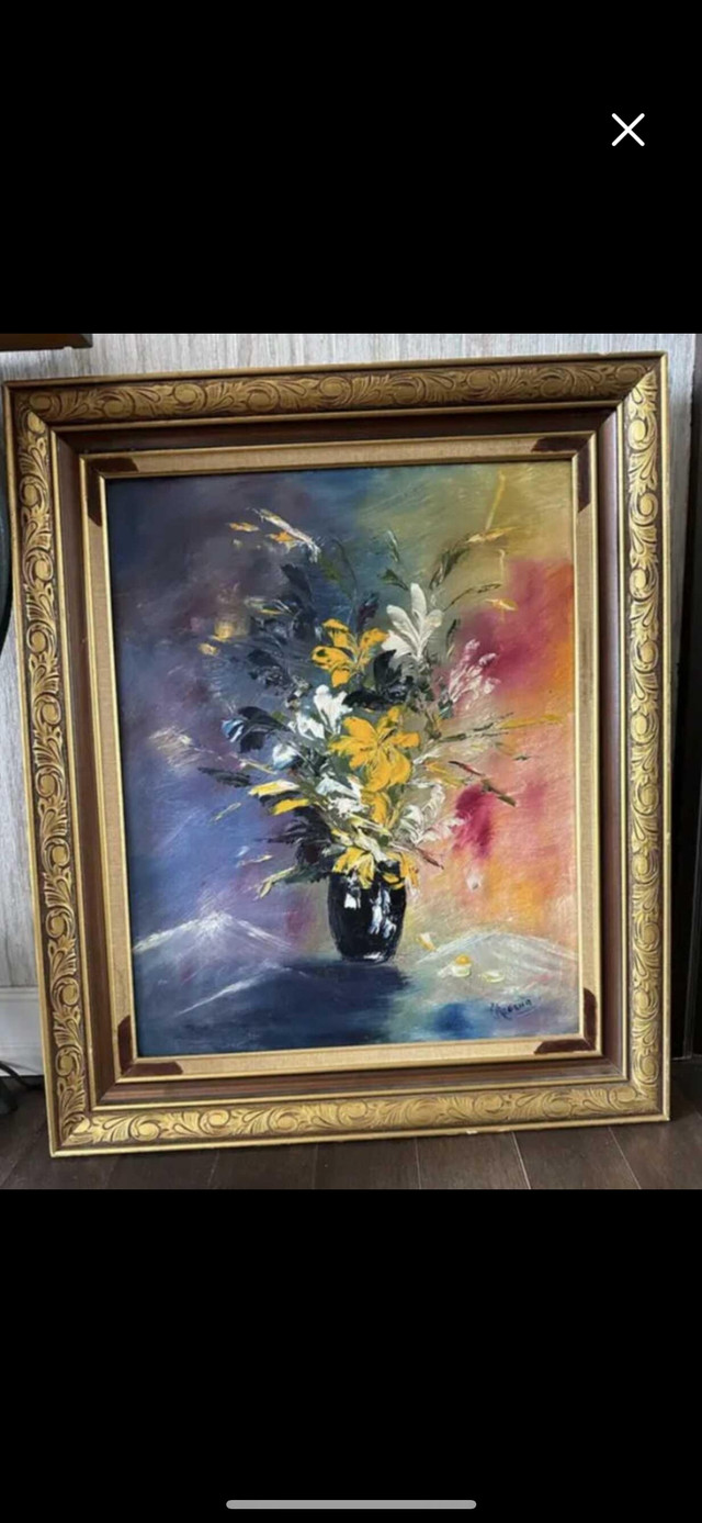 VINTAGE REALL (SIGNED) KNIFE OIL PAINTING SIGNED BY ARTIST in Arts & Collectibles in Regina