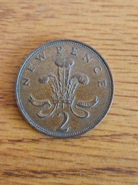 1971 New Pence 2P British Elizabeth II Coin