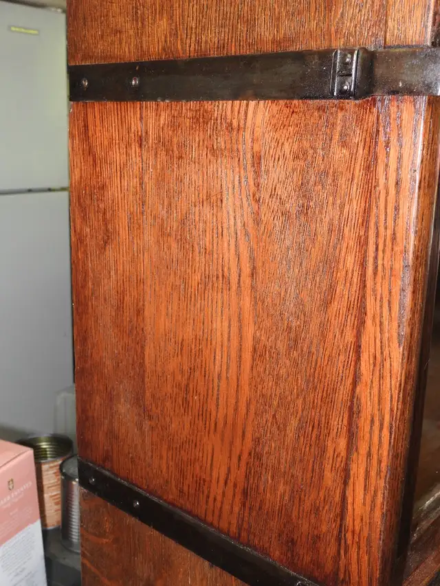 antique oak barrister bookcase 4 glass level, drawer, restored in Bookcases & Shelving Units in Hamilton - Image 5