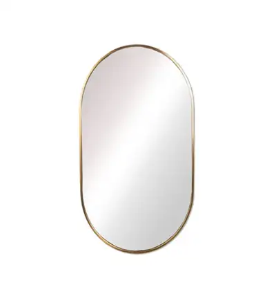 Champagne Bronze Metal Framed Oval Wall Mirror 36x22”, View more