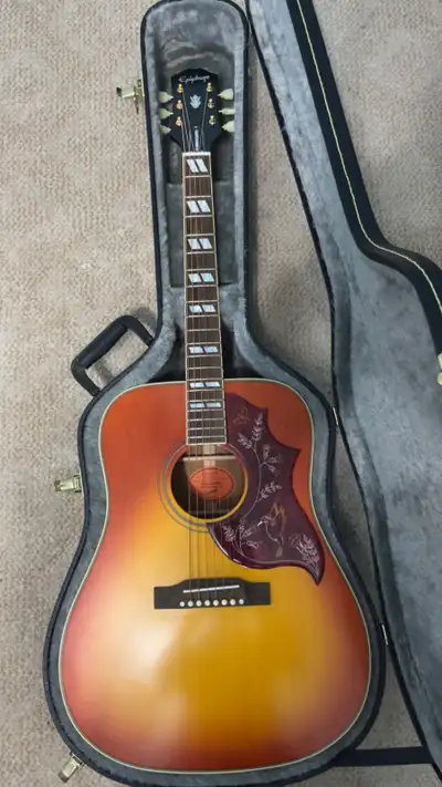 Epiphone Hummingbird Acoustic Guitar + Hard Shell Case, View more